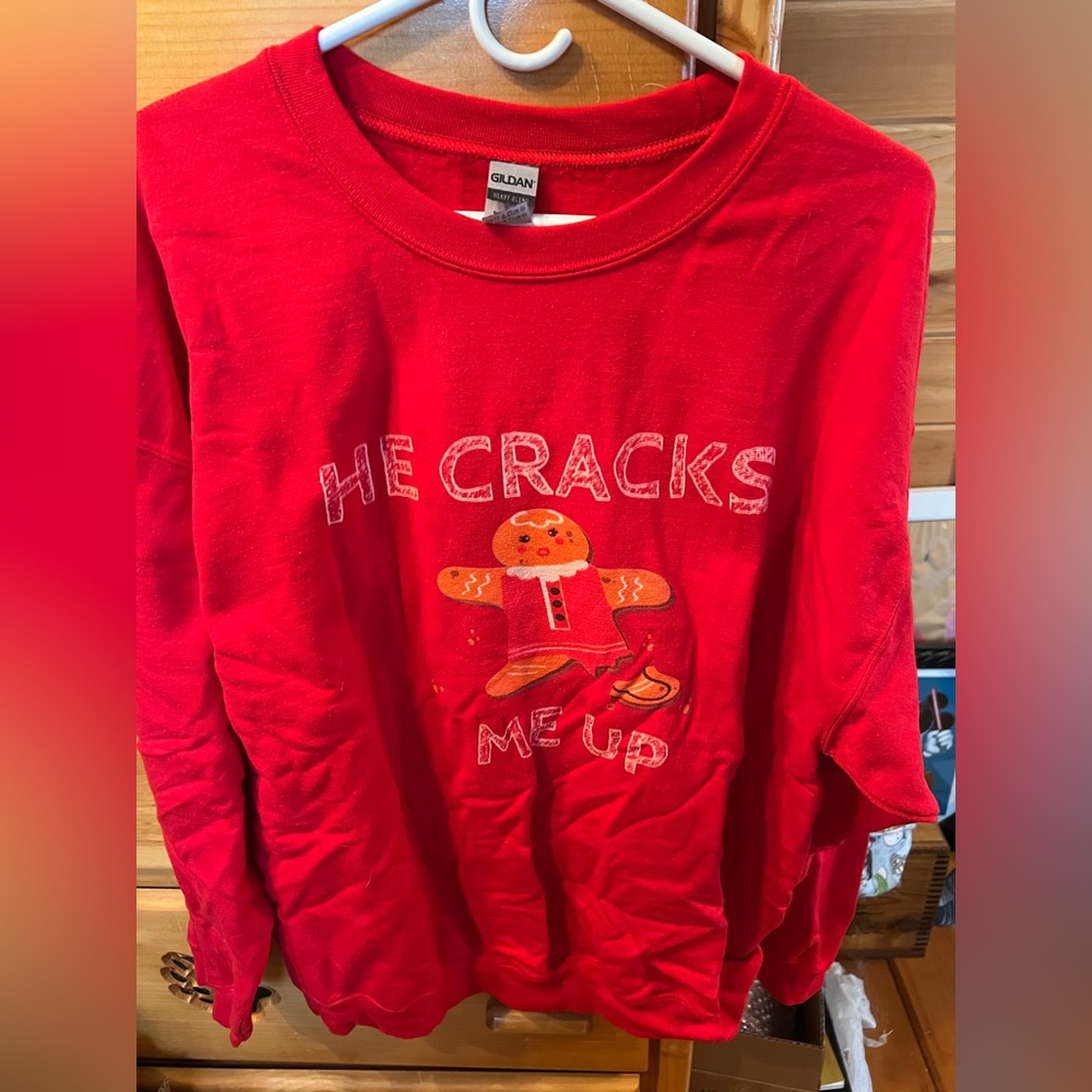 Red Christmas gingerbread crew neck